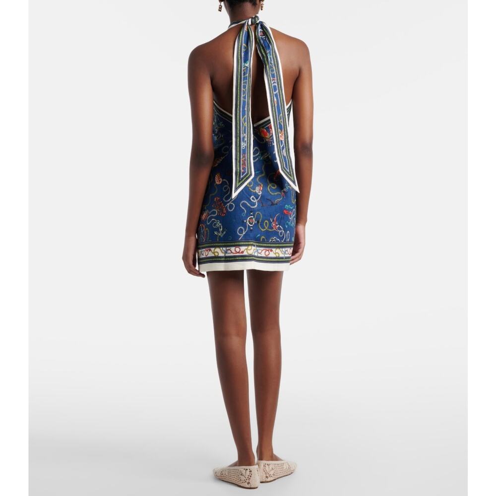 Alemais Cove printed halterneck linen minidress - Picture 3 of 7